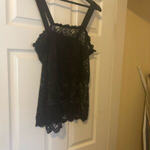 Stylish Black Lace Women's Layering Top